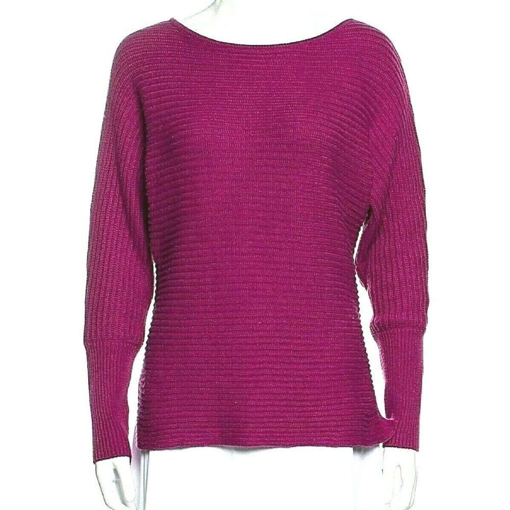 RACHEL ZOE PURPLE RIBBED HI LOW SWEATER